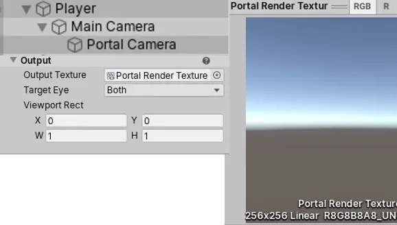 Image showing the camera setup and render texture output